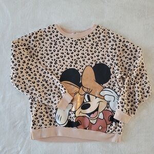 H&M x Disney Minnie Mouse Leopard Sweater Size 8-10 Youth Girl Rose Gold Bow